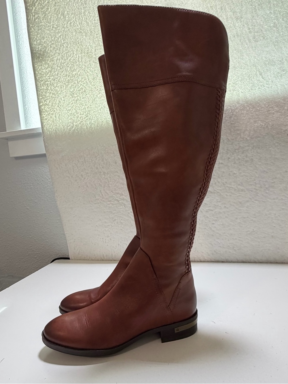 Vince Camuto Bendra Brown Leather Over the Knee Riding Boots Size 6.5